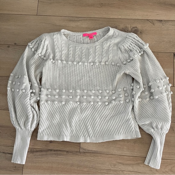 Lilly Pulitzer Kippa Sweater Pom Pom Size Medium Gray - Picture 6 of 8